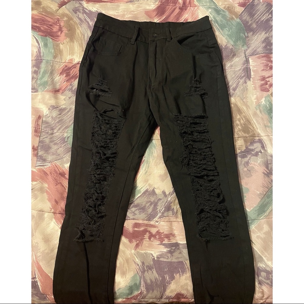 Shein Black Distressed Jeans